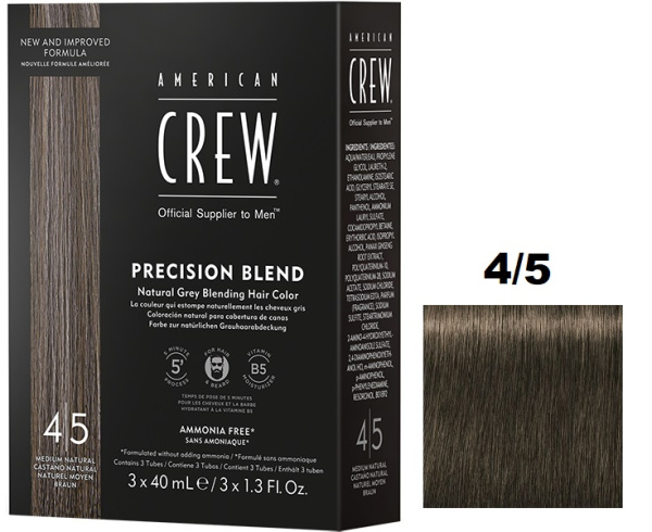 American Crew Краска-камуфляж для седых волос Средний-натуральный 4/5 3*40мл