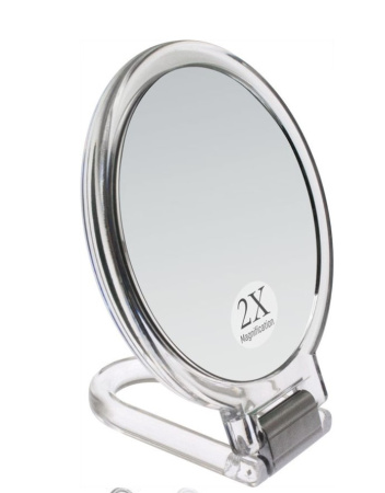 Зеркало настольное 2-стороннее круглое (17*9,5) серебро