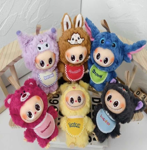 Брелок мягкая игрушка Labubu кот, серый