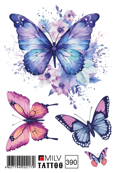 Тату временное цветное 390 (10*15) Milv, 1шт