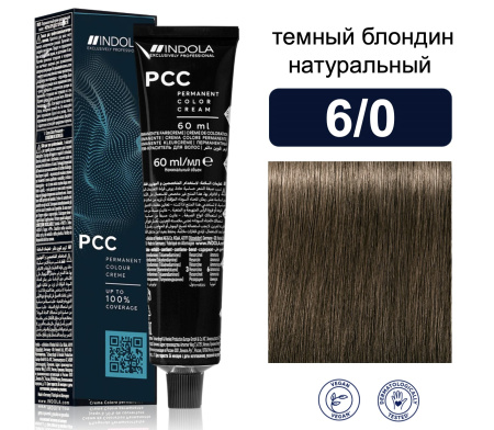 Indola Permanent Caring Color Крем-краска для волос 6/0 темный блондин натуральный 60мл