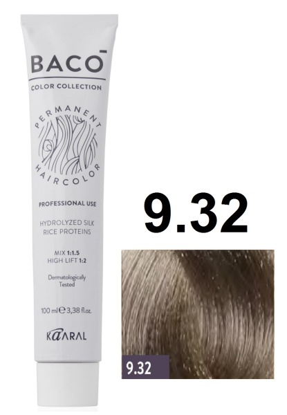 Kaaral Baco Permament Крем-краска для волос 9/32 очень светлый золотисто-фиолетовый блондин 100мл