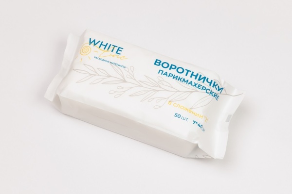 White line, Набор, Воротнички 7x40 см, Z-сложение, белый спанлейс, 50 шт.