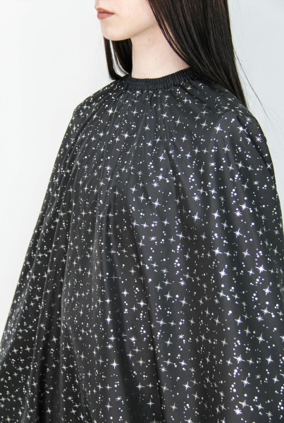 Пеньюар парикмахерский Космос Звезды на резинке с крючками черный,160х140см