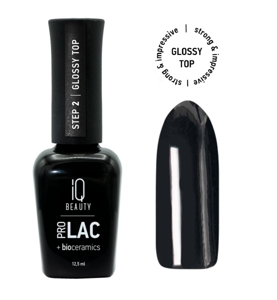 IQ Beauty Prolac Финишное покрытие для лака глянцевое с биокерамикой Glossy top12,5мл