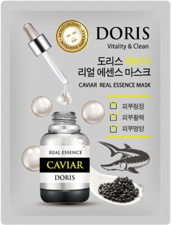 DORIS Маска для лица тканевая, омолаживающая экстракт икры CAVIAR Real Essence Mask 25мл