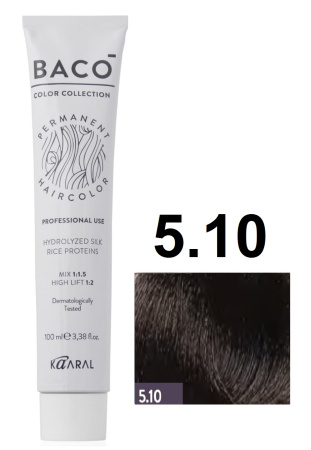 Kaaral Baco Permament Крем-краска для волос 5/10 светло пепельный каштан 100мл
