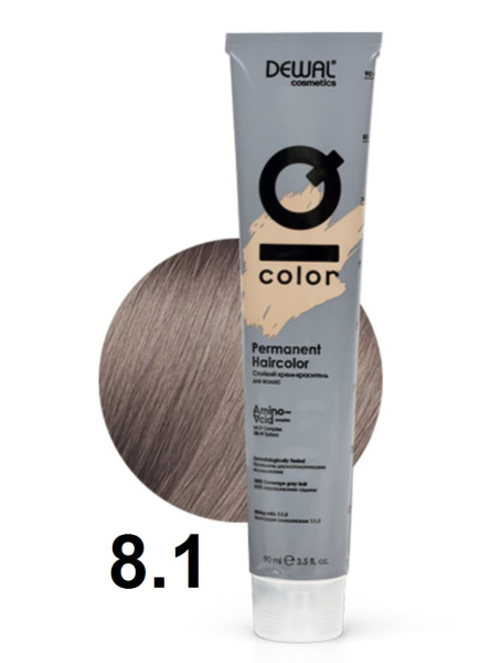 Dewal Cosmetics Крем-краска для волос IQ Color 8/1 светлый пепельный блондин, 90мл