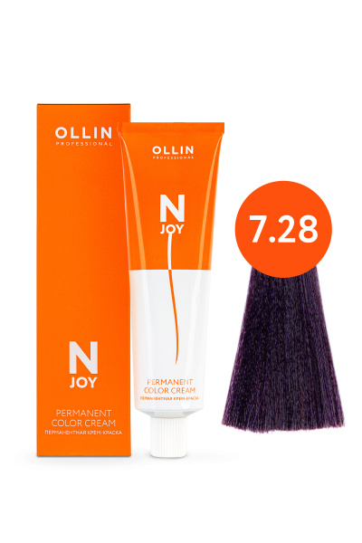 Ollin N-JOY крем-краска для волос 7/28 русый фиолетово-синий 100мл