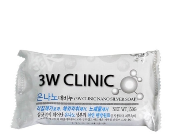 3W CLINIC Мыло туалетное с наночистицами серебра Nano Silver Soap 150гр