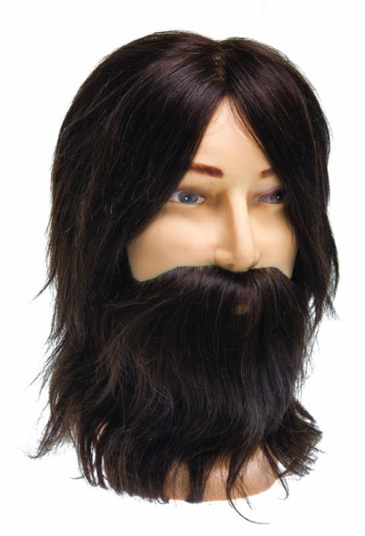 Dewal Голова учебная манекен, натуральные волосы с усами и бородой, шатен 35 см