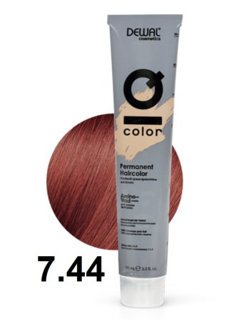 Dewal Cosmetics Крем-краска для волос IQ Color 7/44 интенсивно-медный блондин, 90мл
