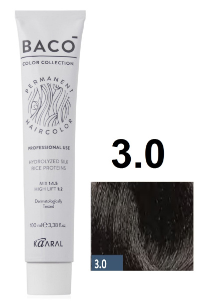 Kaaral Baco Permament Крем-краска для волос 3/0 темный каштан 100мл
