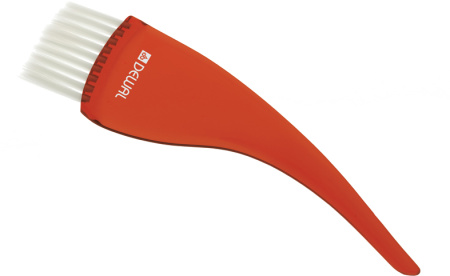 Кисть для окрашивания волос Dewal широкая красная изогнутая ручка