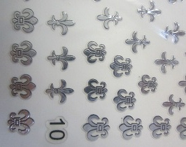 Наклейка для дизайна ногтей Арт 10 серебро