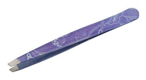 Metzger/Syndicut Пинцет для бровей скошенный PT-499-JM, фиолетовый с орнаментом