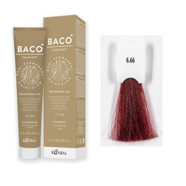 Kaaral Baco Color Soft Крем-краска для волос 6/66 темный блондин красный насыщенный, 100мл