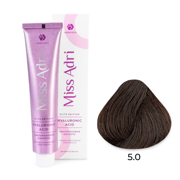 Adricoco Miss Adri Elite Edition Крем-краска для волос 5/0 светлый коричневый 100мл