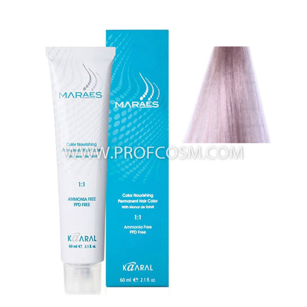 Краситель для волос Kaaral Maraes Nourishing Permanent Hair Color 10/1 очень светлый платиновый/пепельный блондин, 60мл
