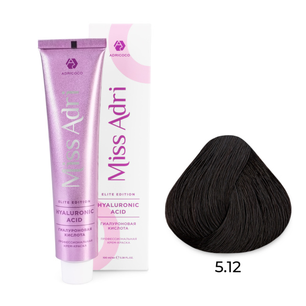 Adricoco Miss Adri Elite Edition Крем-краска для волос 5/12 светлый коричневый пепельный перламутровый 100мл