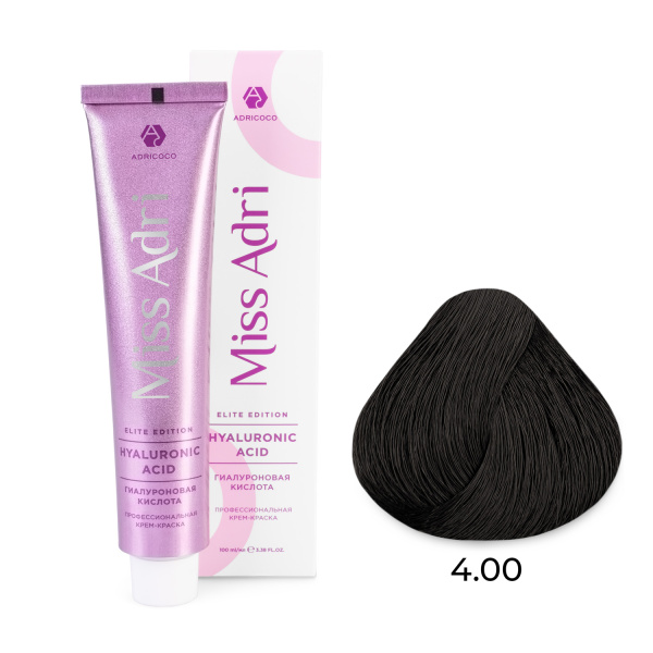 Adricoco Miss Adri Elite Edition Крем-краска для волос 4/00 коричневый интенсивный 100мл