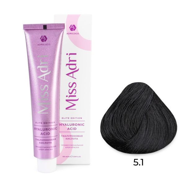 Adricoco Miss Adri Elite Edition Крем-краска для волос 5/1 светлый коричневый пепельный 100мл