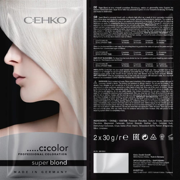CEHKO Порошок блондирующий для волос Super Blond 2*30гр